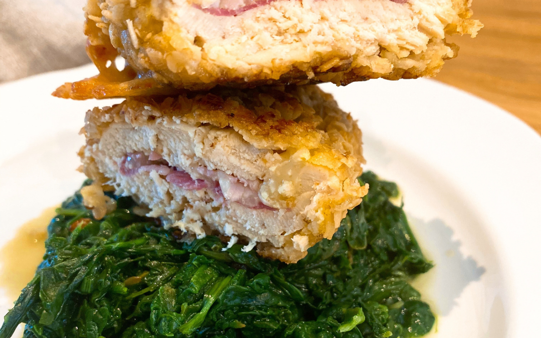 Cordon bleu maison et épinards à la crème